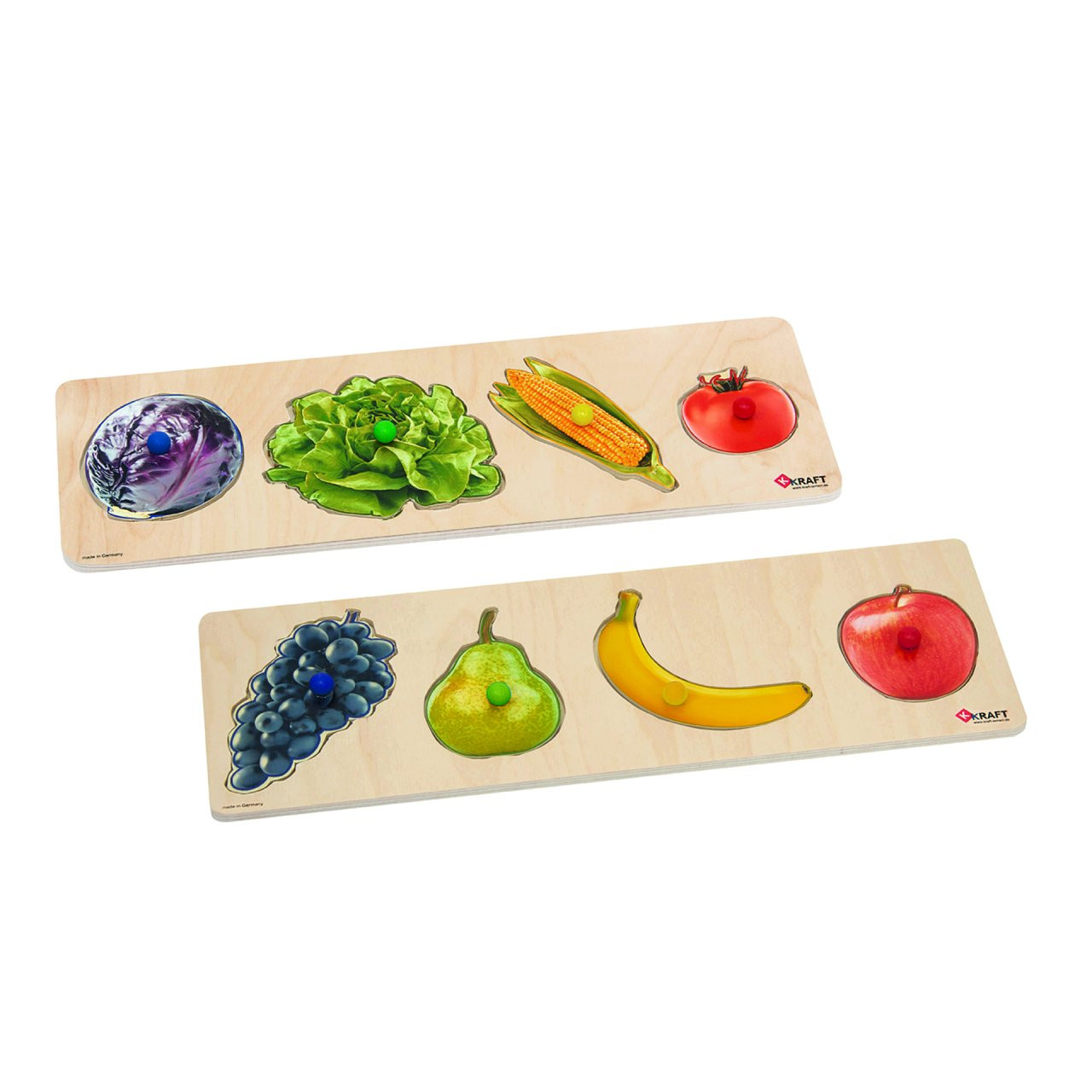 Greifpuzzle aus Holz, Obst & Gemüse