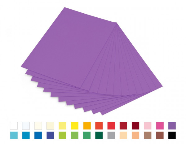Tonkarton 220 g/m², 50 x 70cm, 12 Bogen, in 28 Farben erhältlich